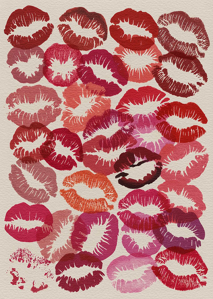 Assorted Lipstick Kiss Marks Pattern