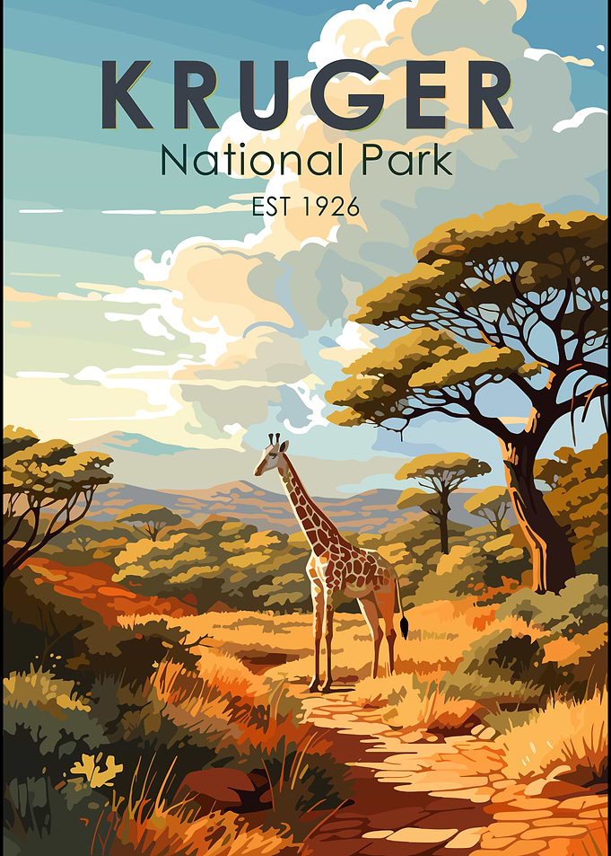Kruger National Park Vintage Travel Poster