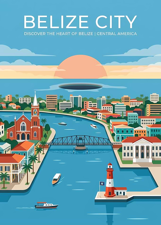 Belize City Travel Poster