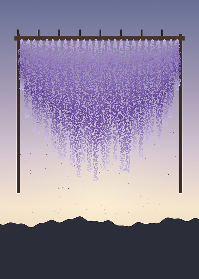 Wisteria - Minimalist Japanese Purple Blossom Garden