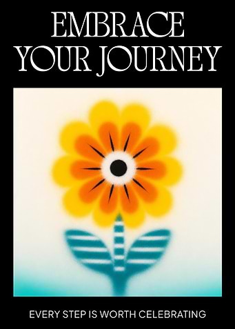 Retro 70s Airbrush Yellow Flower Embrace Your Journey Motivational Quote Art