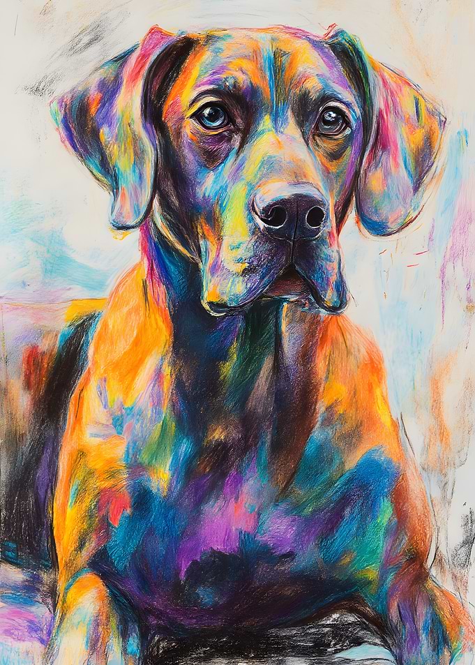 Colorful Abstract Portrait of a Dog