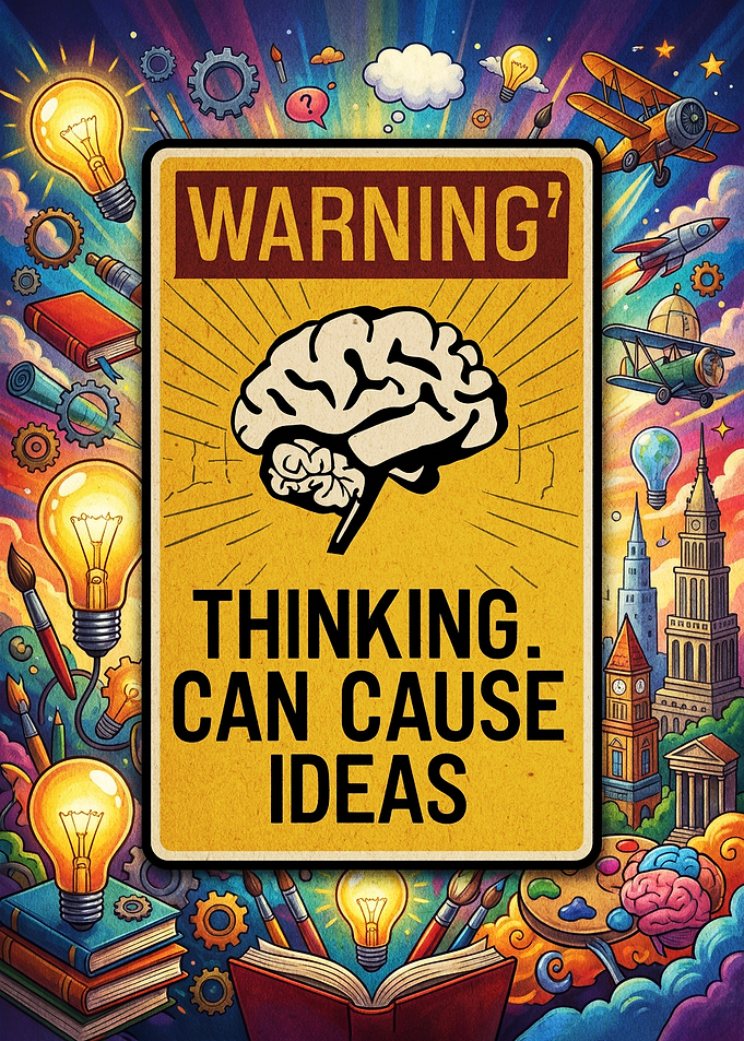 Warning Thinking Can Cause Ideas Poster