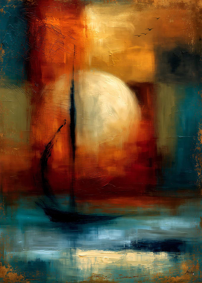 Luminous Atmospheric Abstract Modernism No. 02 β Moonlit Sumi Passage Wall Art