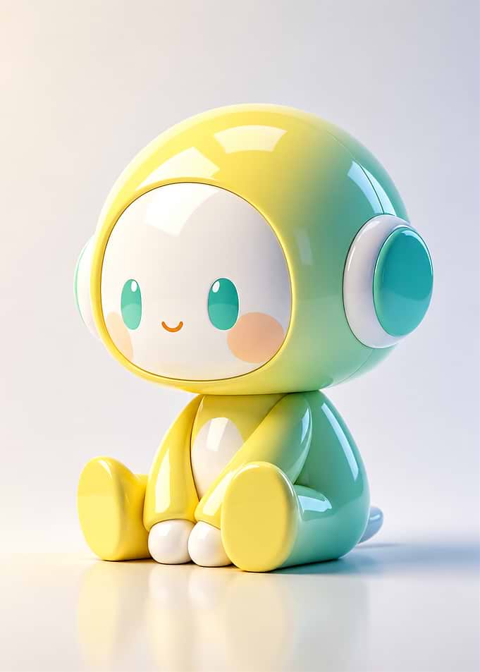 Cute Yellow and Mint Robot Companion