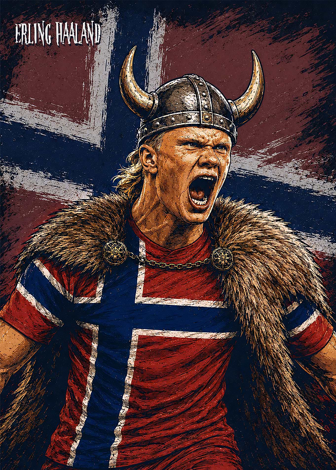 Erling Haaland Viking Warrior Poster