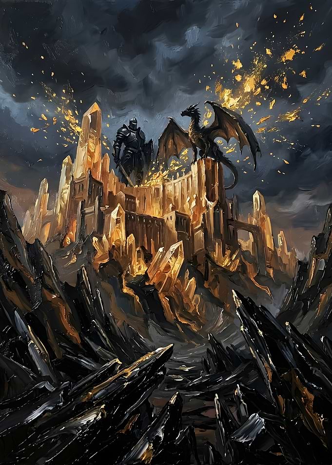 Knight and Dragon at Crystal Castle