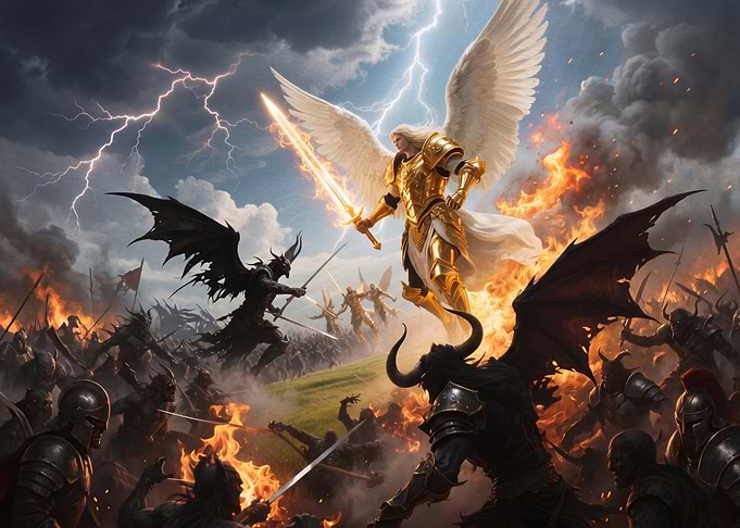 Epic Battle Between Angel and Demons