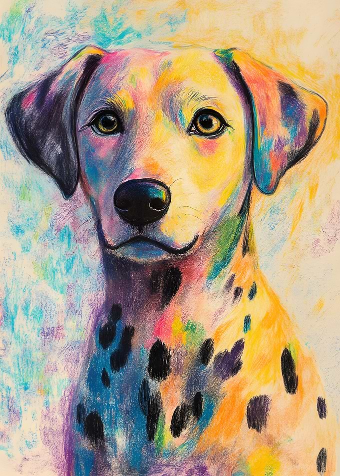 Colorful Pastel Portrait of a Dalmatian