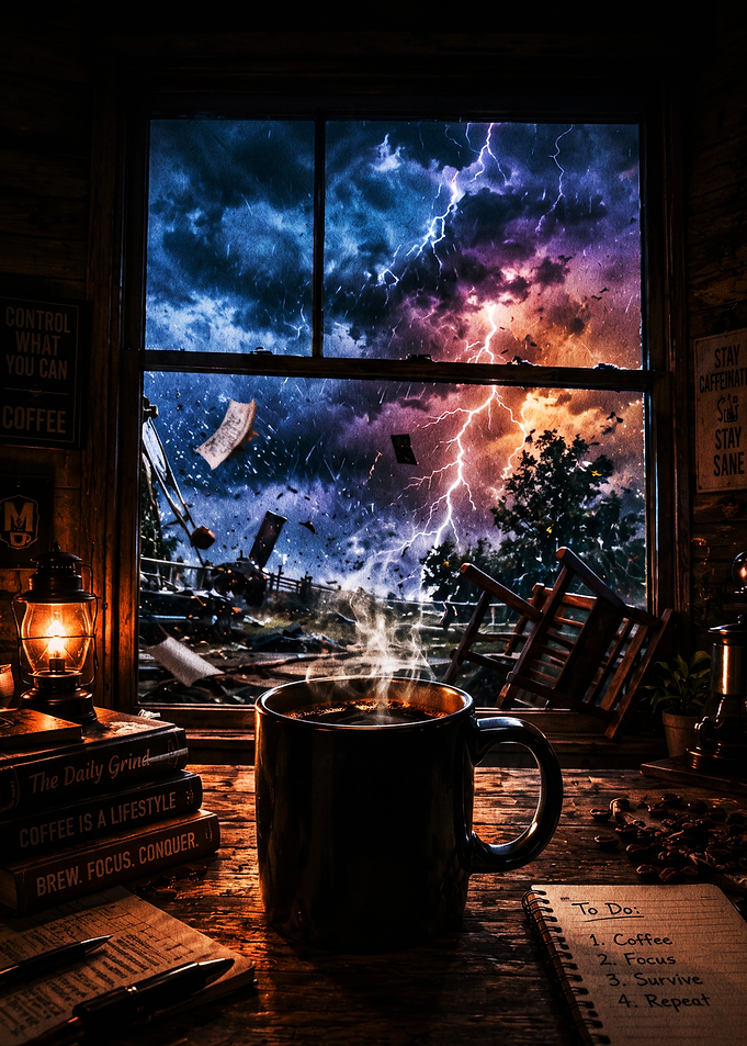 Stormy Weather Coffee Desk Scene