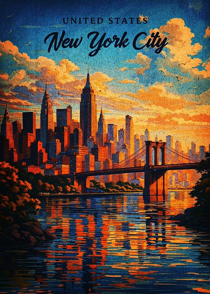 Vintage New York City Travel Poster