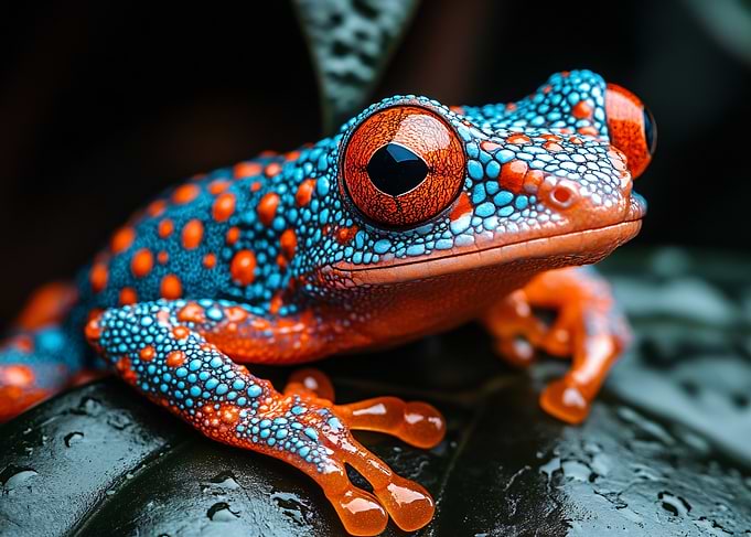 Vibrant Blue and Orange Tree Frog