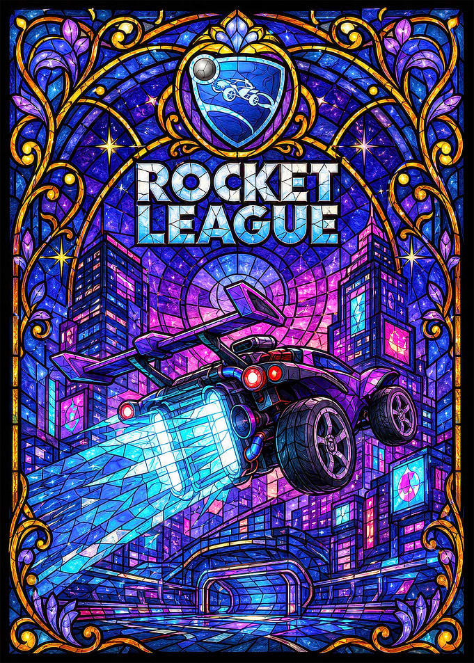 Rocket League Stained Glass Art