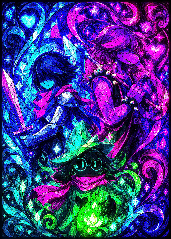 Deltarune Stained Glass Trio Art
