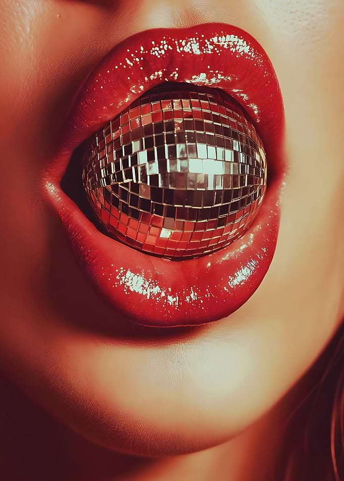 Disco Ball in Red Lips