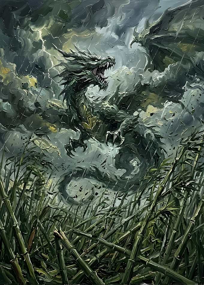 Storm Dragon Over Bamboo Forest