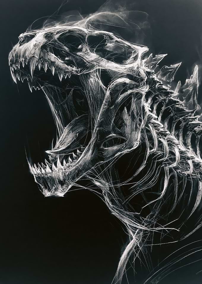 Dinosaur Skeleton Sketch Art