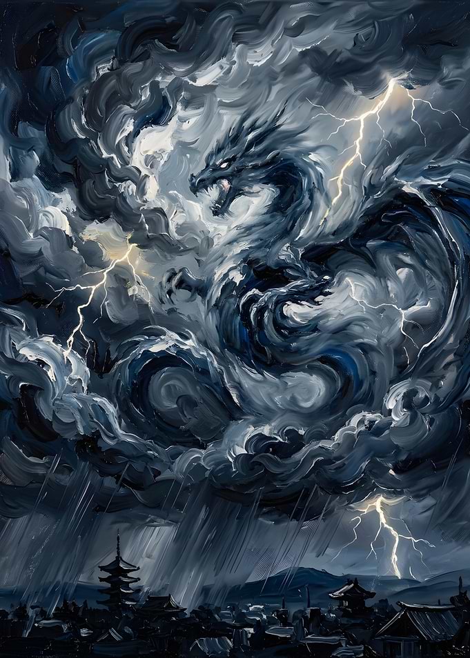 Storm Dragon Over Ancient City