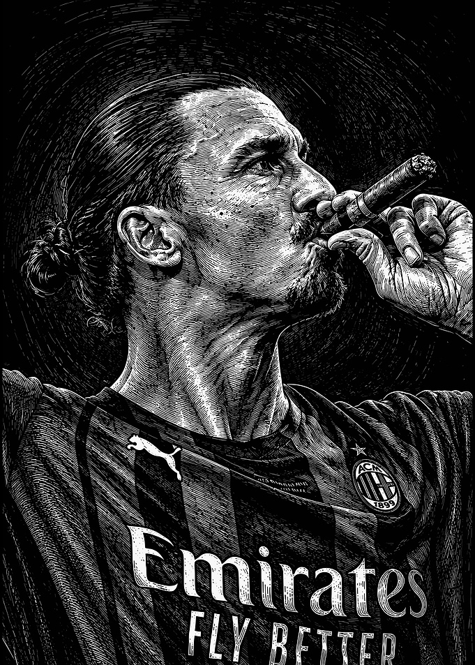 Ibrahimovic AC Milan Cigar Portrait