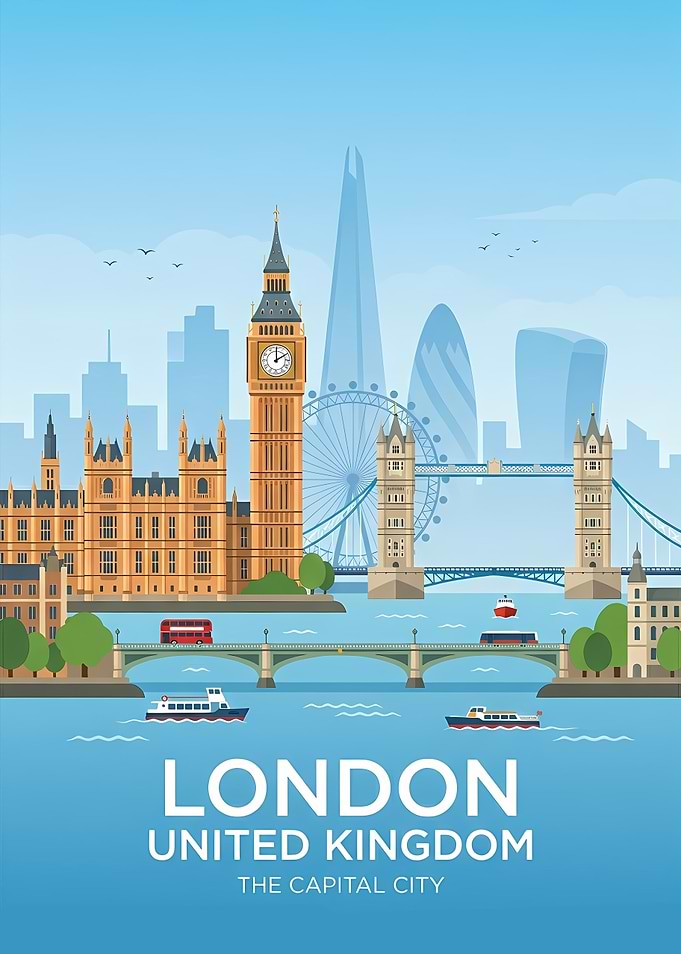 London Cityscape Travel Poster