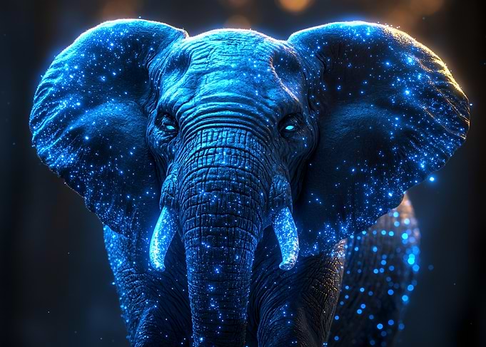 Glowing Cosmic Elephant Portrait