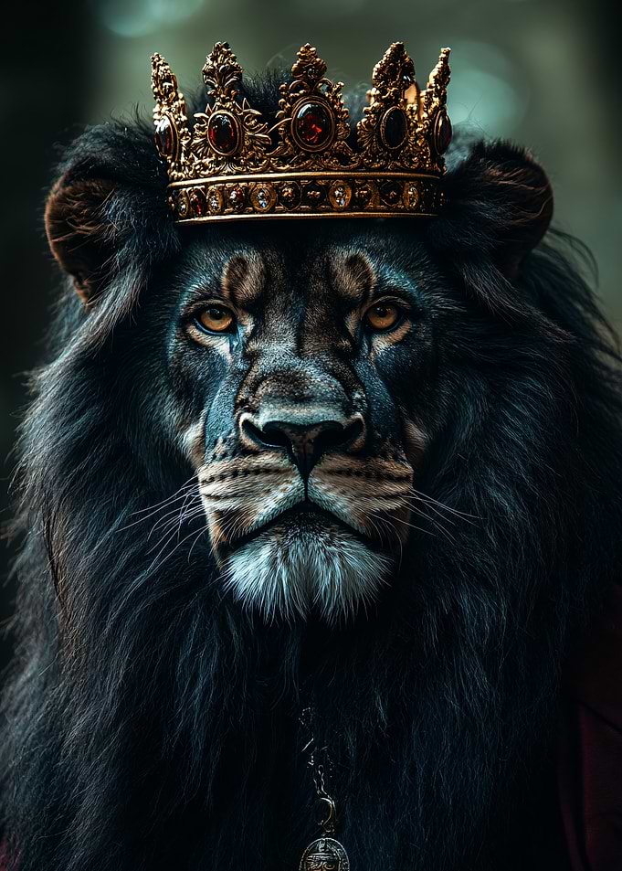 Majestic Black Lion King Portrait