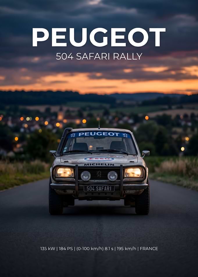 Peugeot 504 Safari Rally Poster
