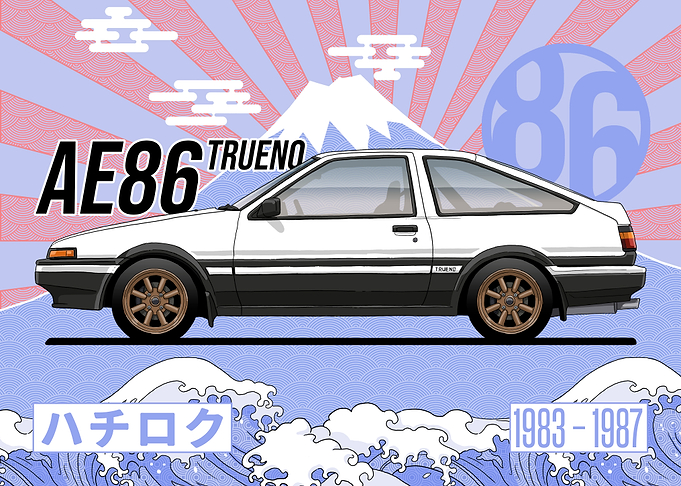 Toyota AE86 Trueno Japanese Retro Poster