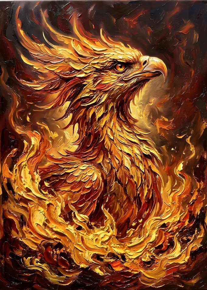 Fiery Phoenix Oil Painting
