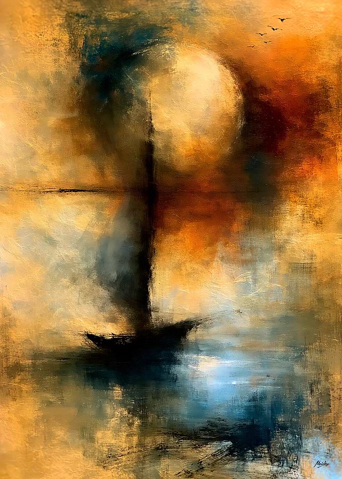 Luminous Atmospheric Abstract Modernism No. 01 β Sumi Light Passage Wall Art
