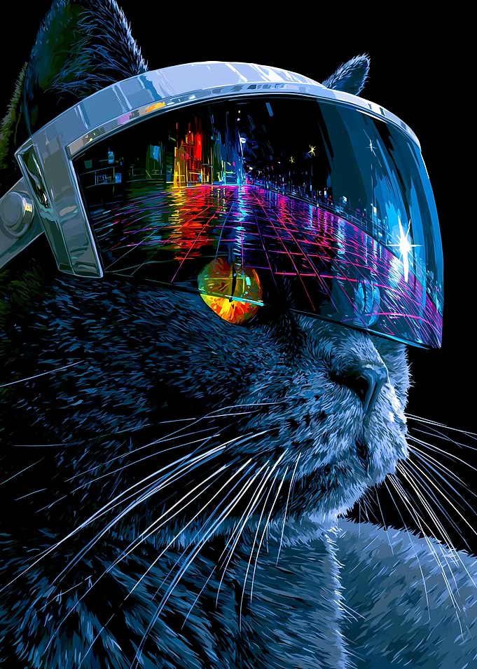 Cyberpunk Cat with Futuristic Visor