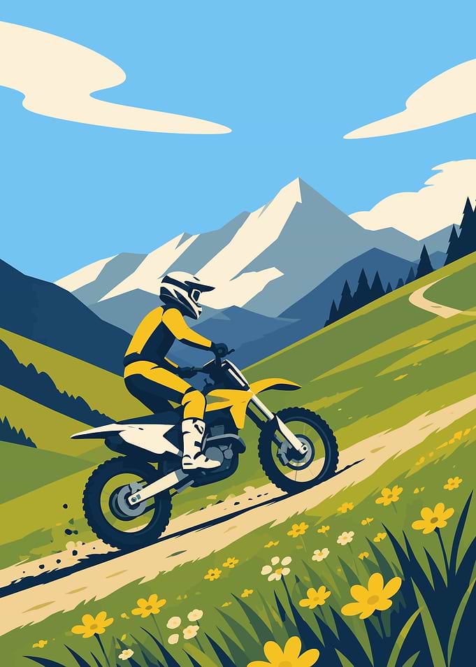 Motocross Rider in Mountain Landscape