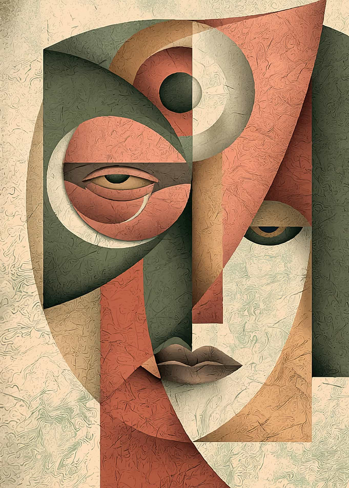 Abstract Cubist Portrait of a Face