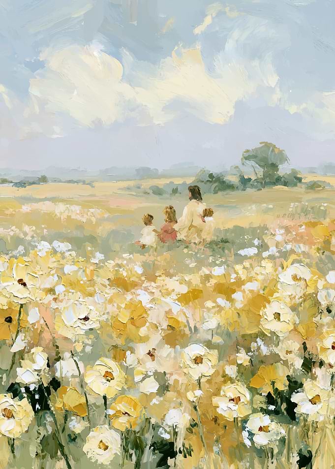 Jesus Walking with Children in Field