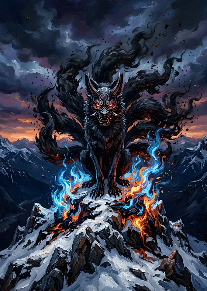Nine-Tailed Kitsune Oni Mask Wolf