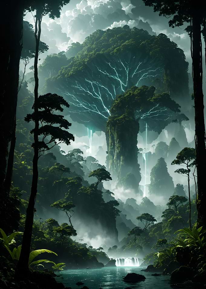 Ethereal Glowing Fantasy Forest Landscape