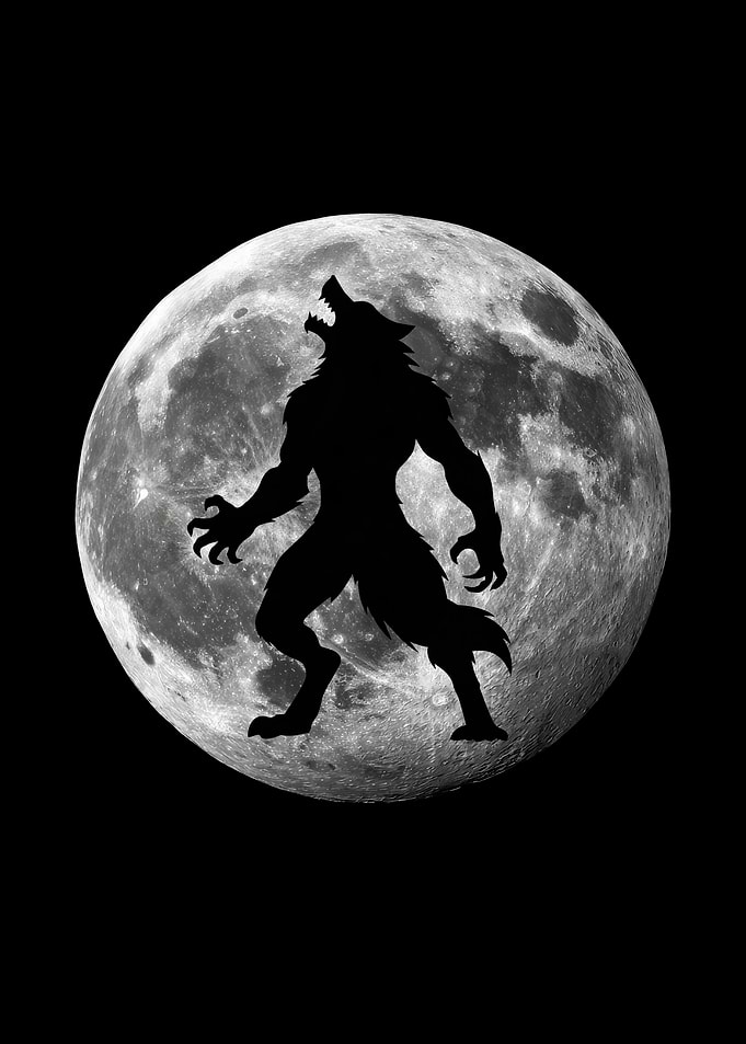 Werewolf Howling at Full Moon