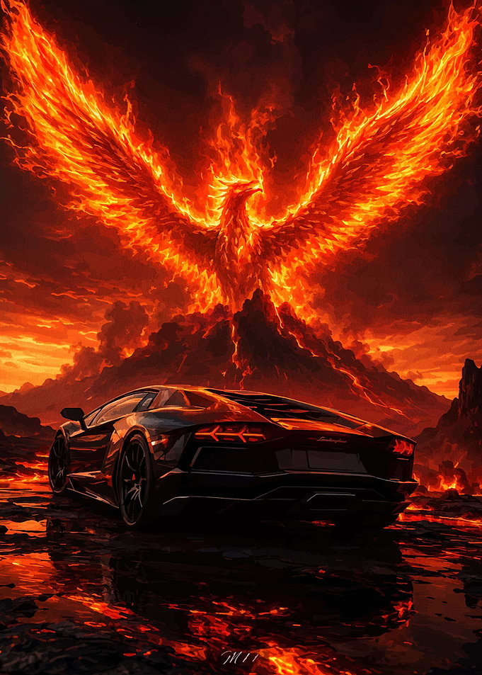 Lamborghini Aventador with Fiery Phoenix