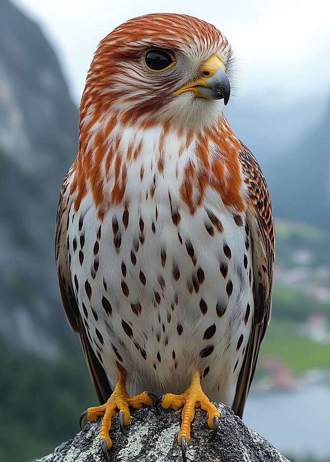 Majestic Kestrel Perched on Rock