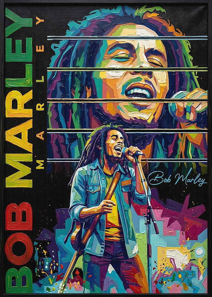 Bob Marley Vibrant Oil Painting Poster