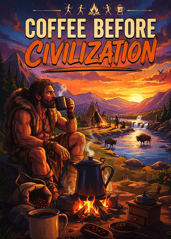 Coffee Before Civilization Caveman Poster