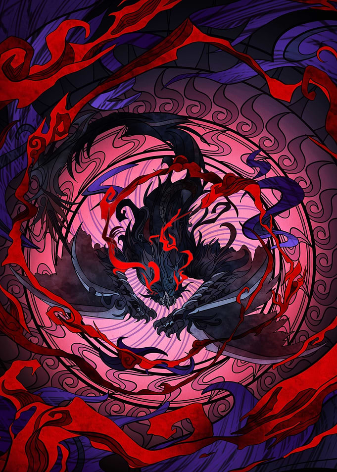 Dark Dragon Stained Glass Art