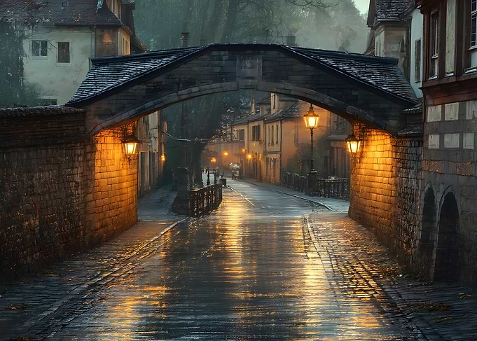 Atmospheric Stone Archway at Twilight