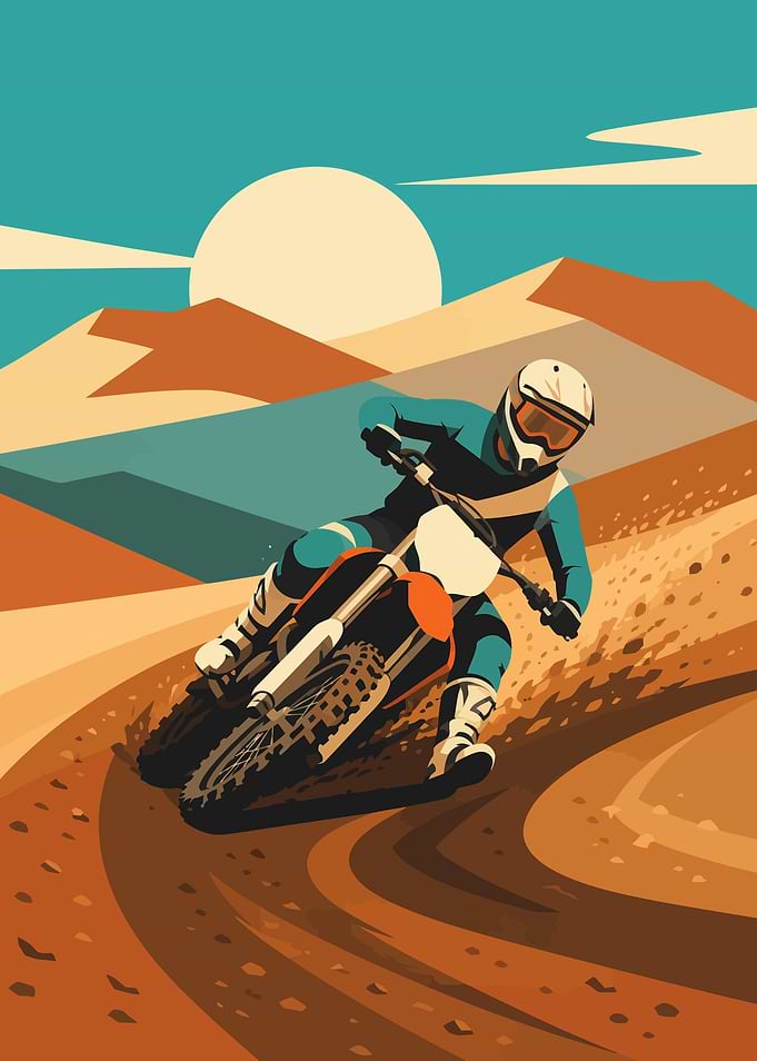 Motocross Rider in Desert Landscape