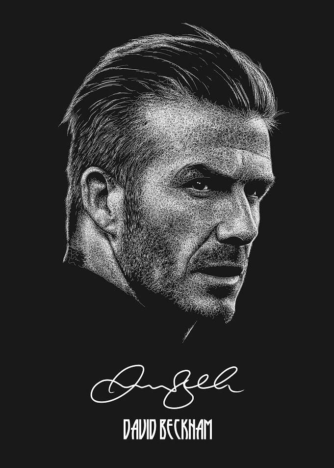 David Beckham Stippled Portrait Poster