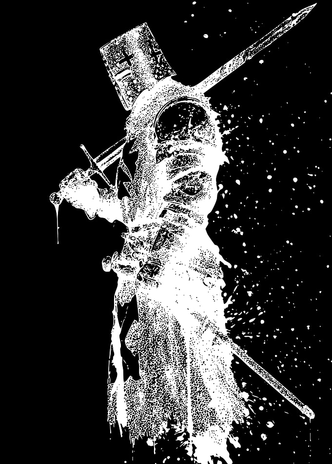 Crusader Knight Ink Splatter Art
