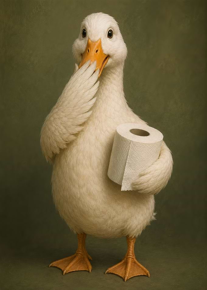 Funny Duck Holding Toilet Paper