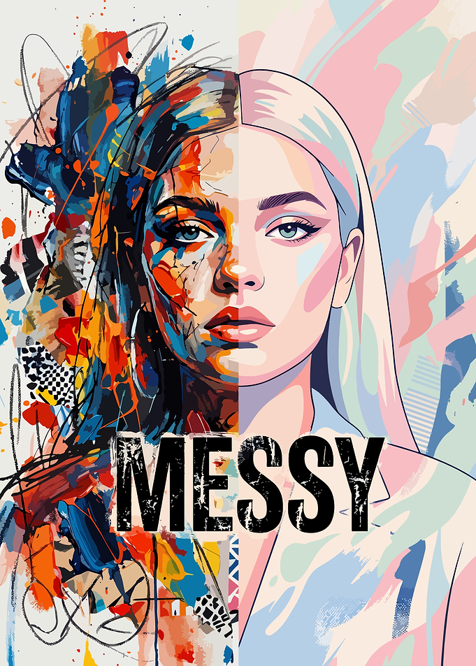 Messy Split Face Artistic Portrait