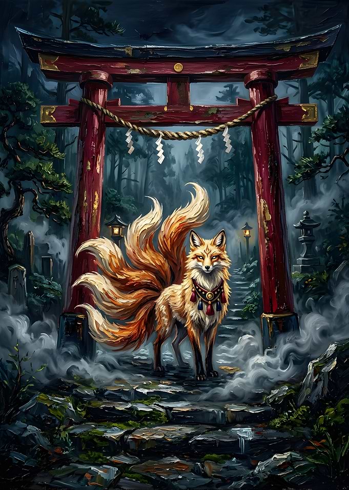 Kitsune Guardian at Torii Gate