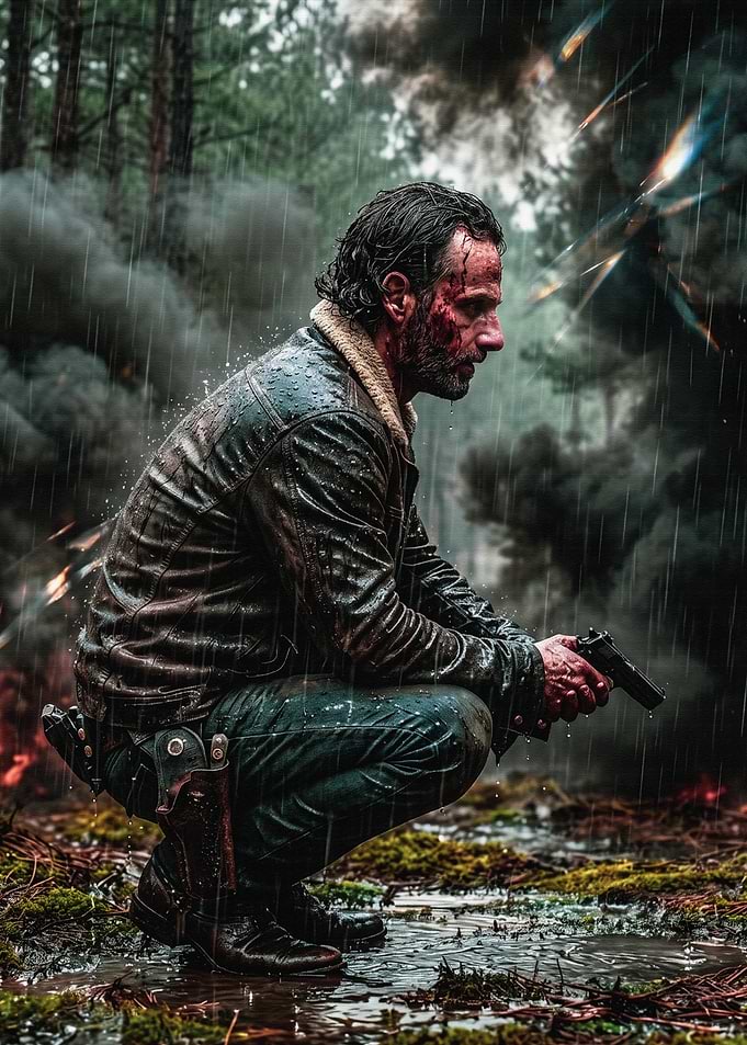 Rick Grimes in the Rain